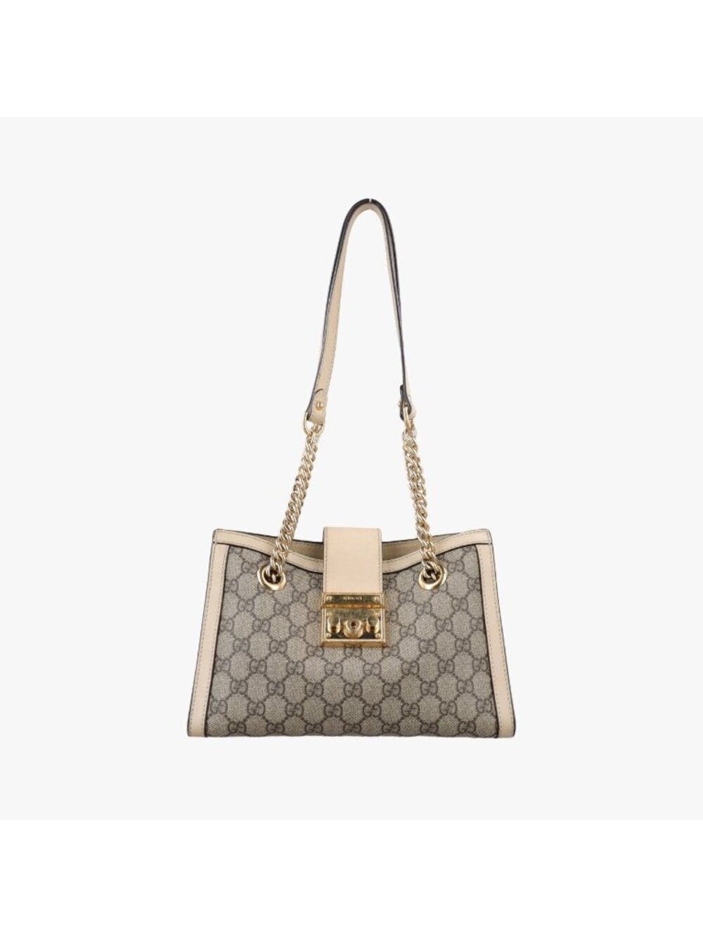 Gucci Padlock Brown White Leather Shoulder Bag